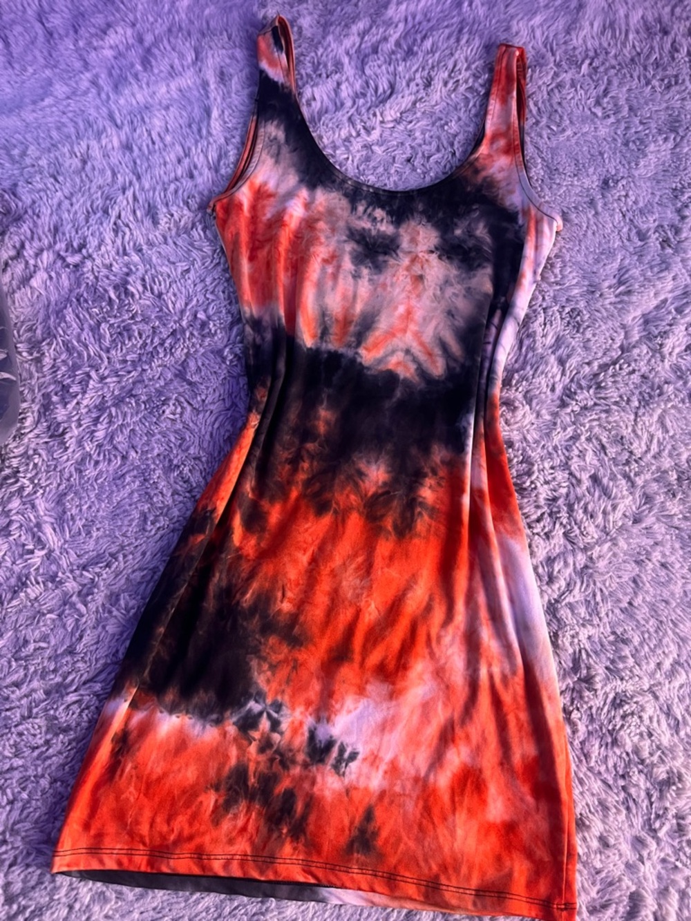 Heart & Hips Red and Black Tie-Dye Scoop Maxi Dress